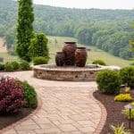 paver walk way with water feature