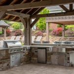 pavilion with outdoor kitchen and stainless steel appliances