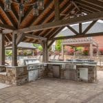 pavilion with outdoor kitchen and stainless steel appliances