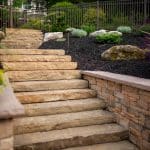 blackhills stone natural stairs with retaining wall and landscaping