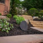 natural stone stairs with outdoor bluetooth audio