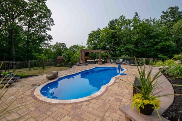 Family Friendly Outdoor Living Space with Fiberglass Swimming Pool in Hollidaysburg, PA
