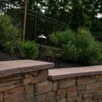 retaining wall and landscaping with low voltage led lighting
