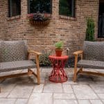 Front walk way with pavers and paver design and landscaping