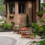 Front walk way with pavers and paver design and landscaping
