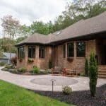 Front walk way with pavers and paver design and landscaping