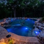 path and led lighting with in pond underwater lighting
