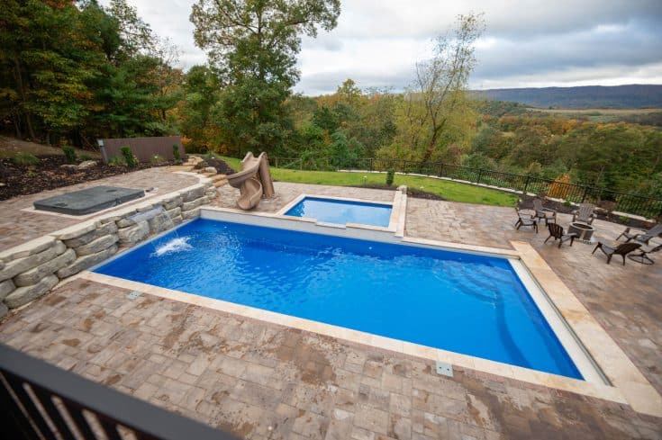 Complete Backyard Make Over with Fiberglass Swimming Pool in Huntingdon, PA