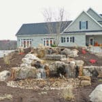 pondless water fall with landscaping and edging