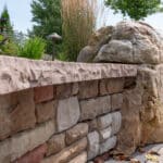 seating wall with boulders