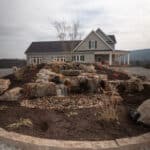 pondless water fall with landscaping and edging