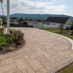 raised patio with techo bloc pavers