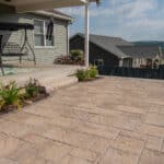 raised patio with techo bloc pavers