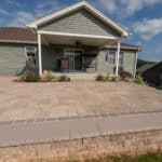 raised patio with techo bloc pavers