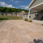 raised patio with techo bloc pavers