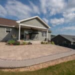 raised patio with techo bloc pavers