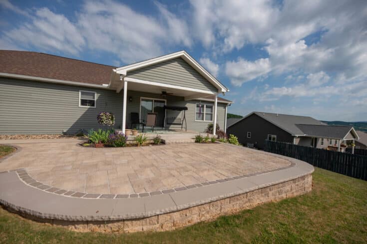 Raised Paver Patio with Low-Maintenance Landscaping in East Freedom, PA