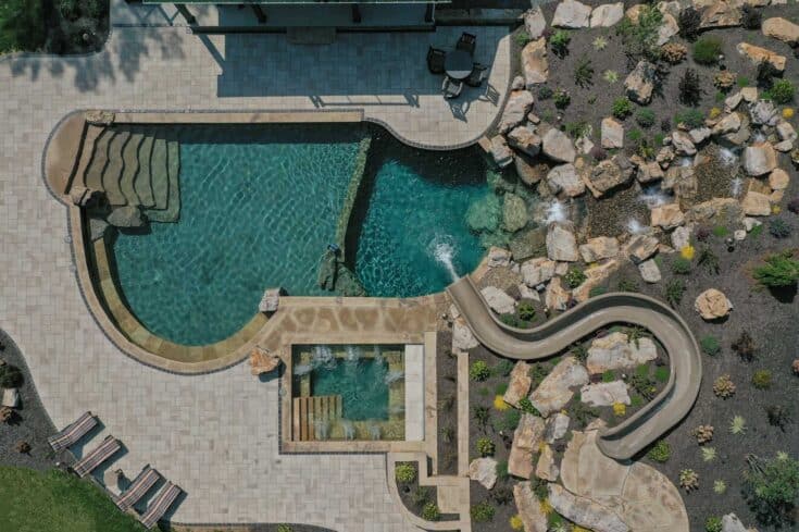 Swim Recreation Pond Paradise with Outdoor Living Space