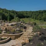 natural stone steps and landscaping