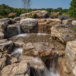 waterfall into rec swim pond