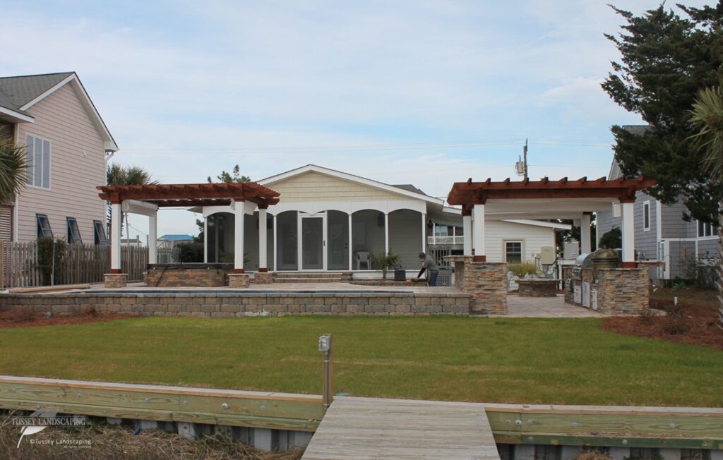 wooden pergola with outdoor living space altoona pa