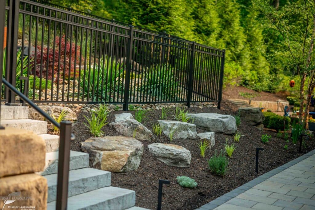 Landscaping around Fiberglass Swimming Pool in Bedford, PA