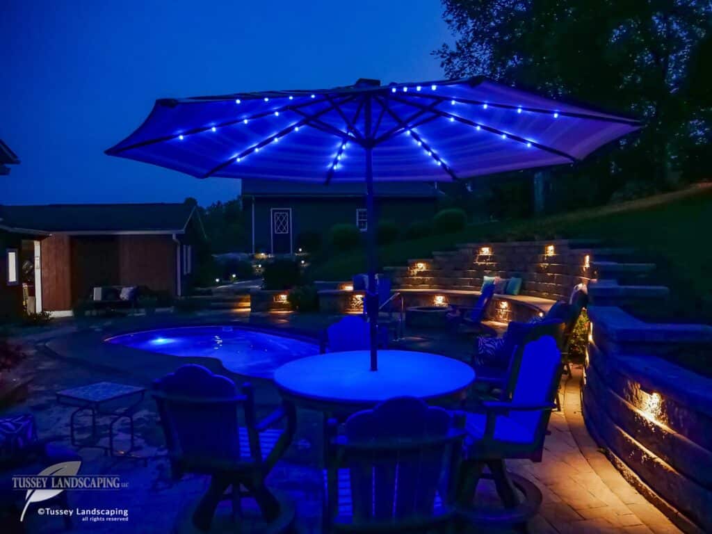 outdoor living space at night huntington pa