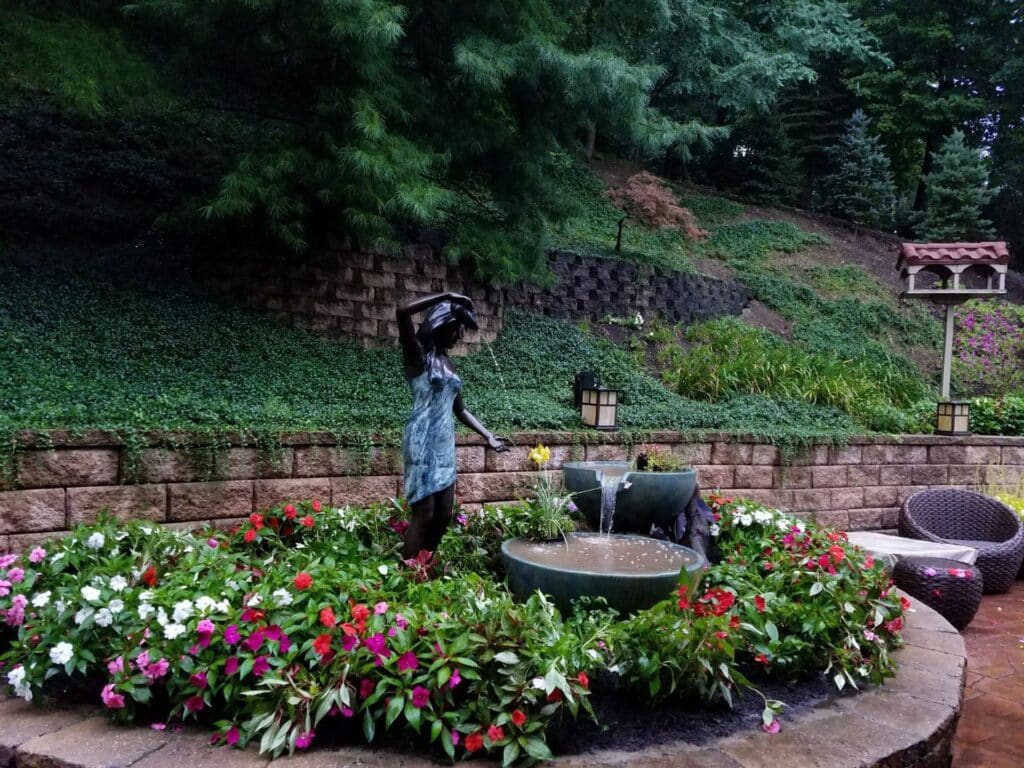 copper fountain with statue bedford pa