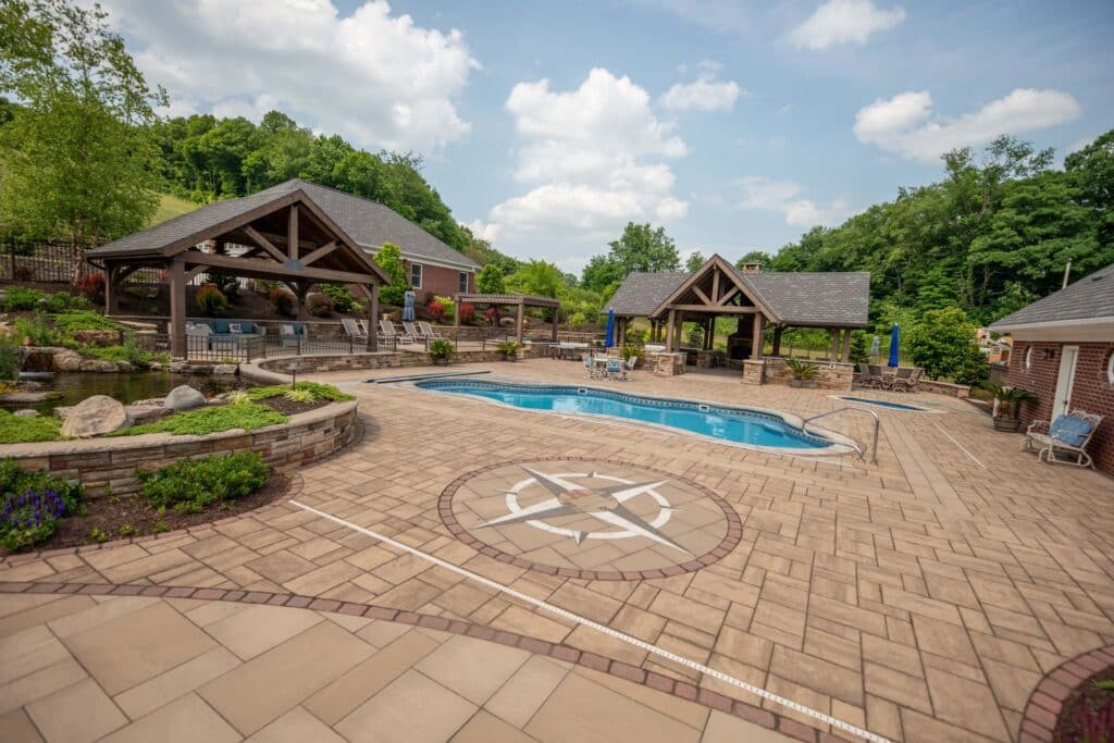 Outdoor living space with swimming pool in Johnstown PA
