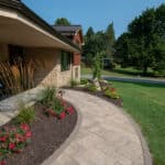 paver sidewalk with landscaping
