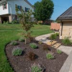 paver sidewalk with landscaping