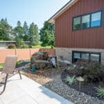 landscaping beds with and water feature