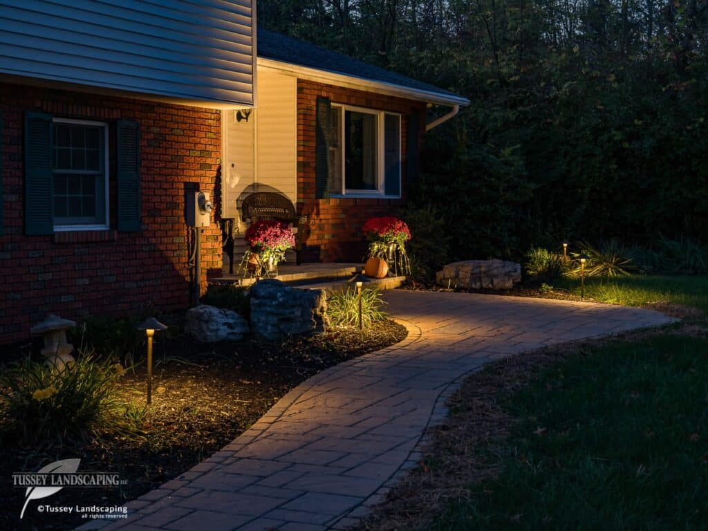 paver walkway with LED lighting warriors mark pa