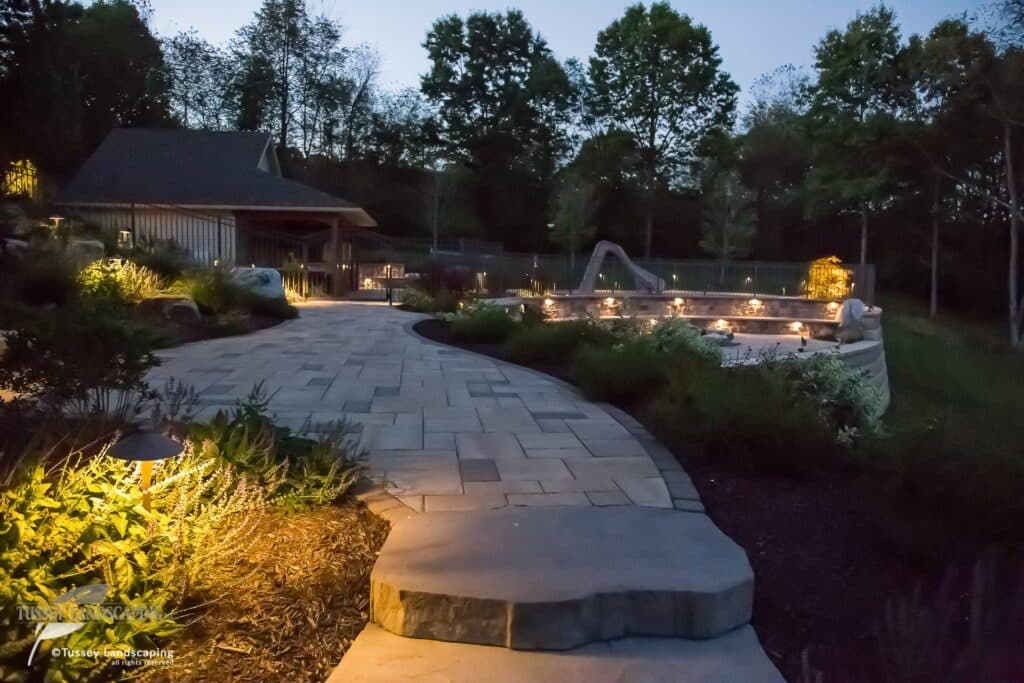 outdoor living space with LED lighting warriors mark pa