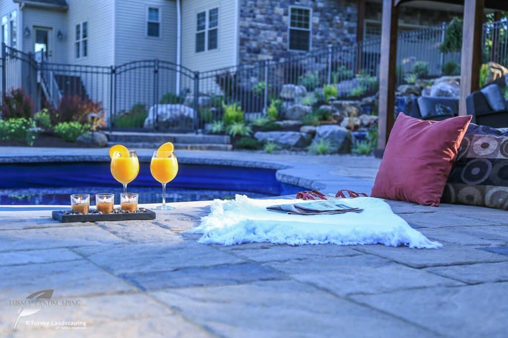 outdoor living space with swimming pool Johnstown pa