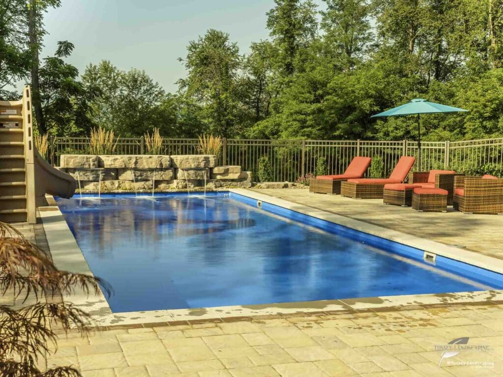 fiberglass swimming pool with outdoor living space altoona pa