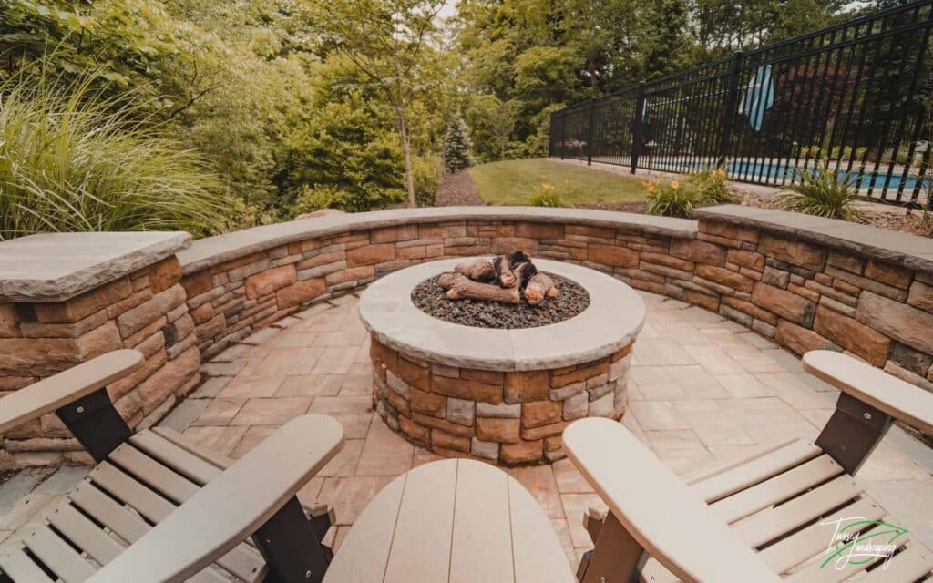 Firepit with Seating Wall | Bedford PA | Landscape Contractor