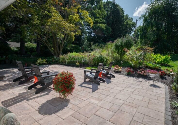 paver patio with landscaping