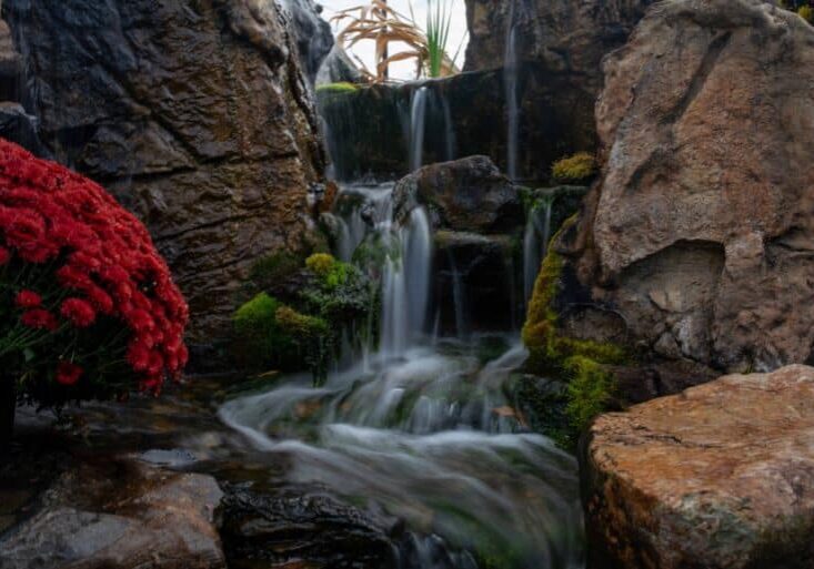 custom waterfall with boulders